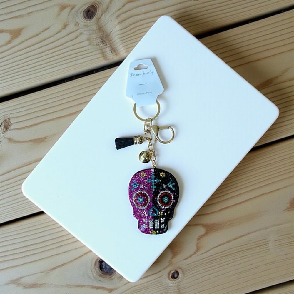 Women’s Fashion Sparkling Multicolor Sugar Skull Key Holder